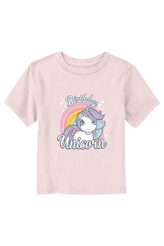 Toddler's My Little Pony Birthday Unicorn Graphic Tee Light Pink 4T