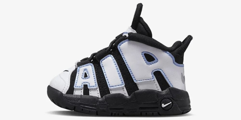 nike big kids air more uptempo black white multi color cobalt bliss