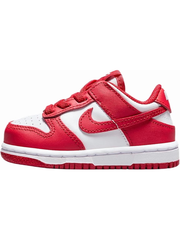 Dunk Low Sneakers in White/White/University Red | Toddler (TD) Low-Top - 5