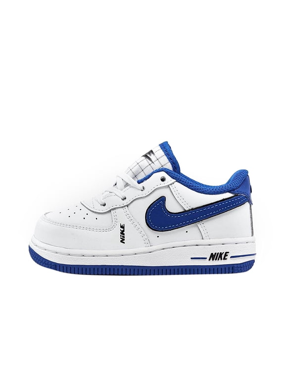 Toddler's Nike Force 1 LV8 White/White-Black-Game Royal (DO3808 100) - 3