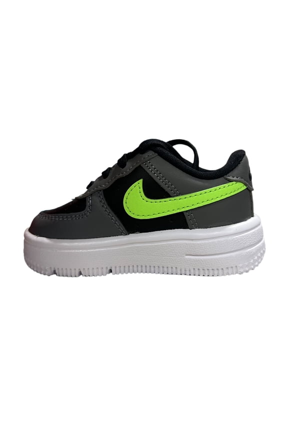 Toddler's Nike Force 1 Low Lace Black/Lime Blast-Smoke Grey (IF1674 003) - 4