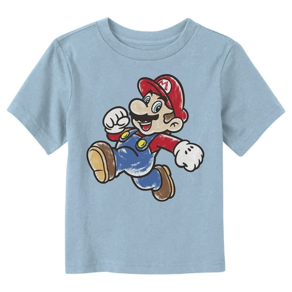 Toddler's Nintendo Colored in Mario  Graphic Tee Light Blue 4T