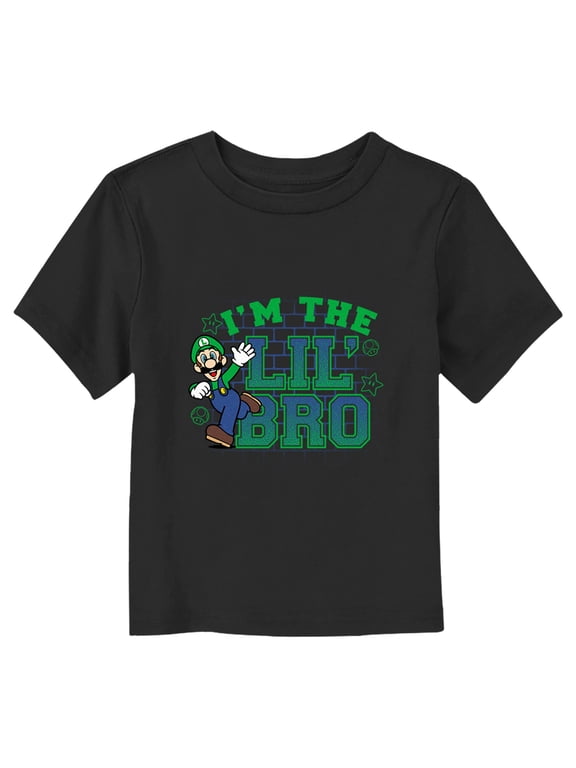 Toddler's Nintendo Luigi I'm The Lil' Bro Graphic Tee Black 2T