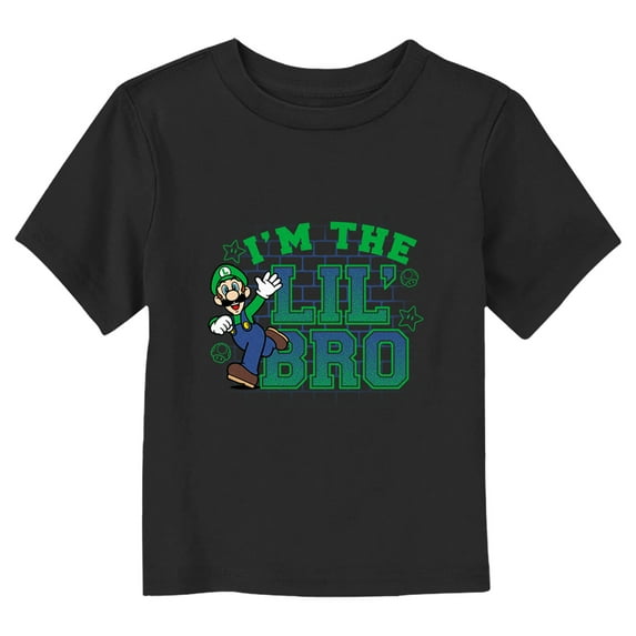 Toddler's Nintendo Luigi I'm The Lil' Bro Graphic Tee Black 4T