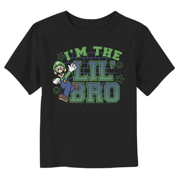 Toddler's Nintendo Luigi I'm The Lil' Bro  Graphic Tee Black 5T