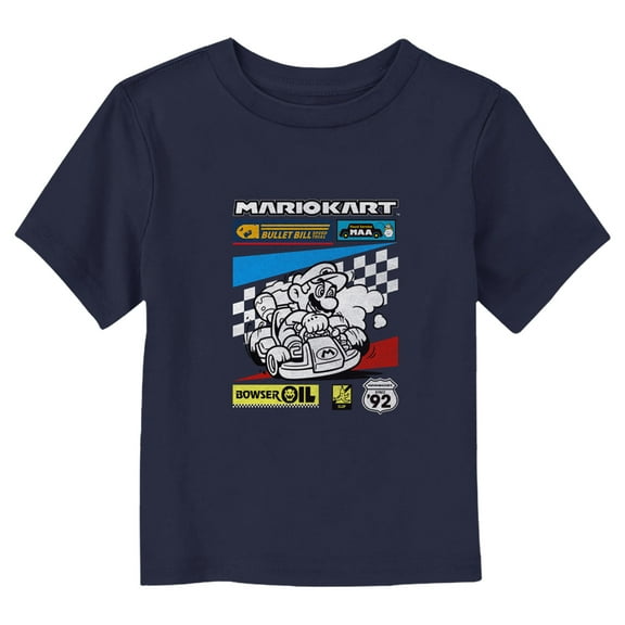 Toddler's Nintendo Retro Race  Graphic Tee Navy Blue 3T