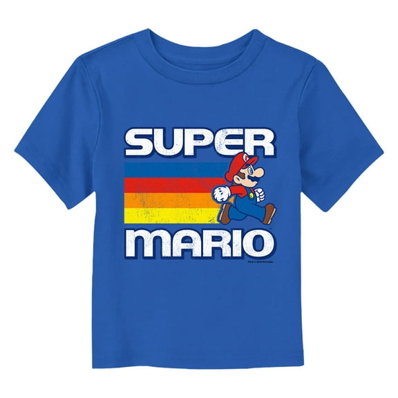 Toddler's Nintendo Super Mario Distressed  Graphic Tee Royal Blue 3T