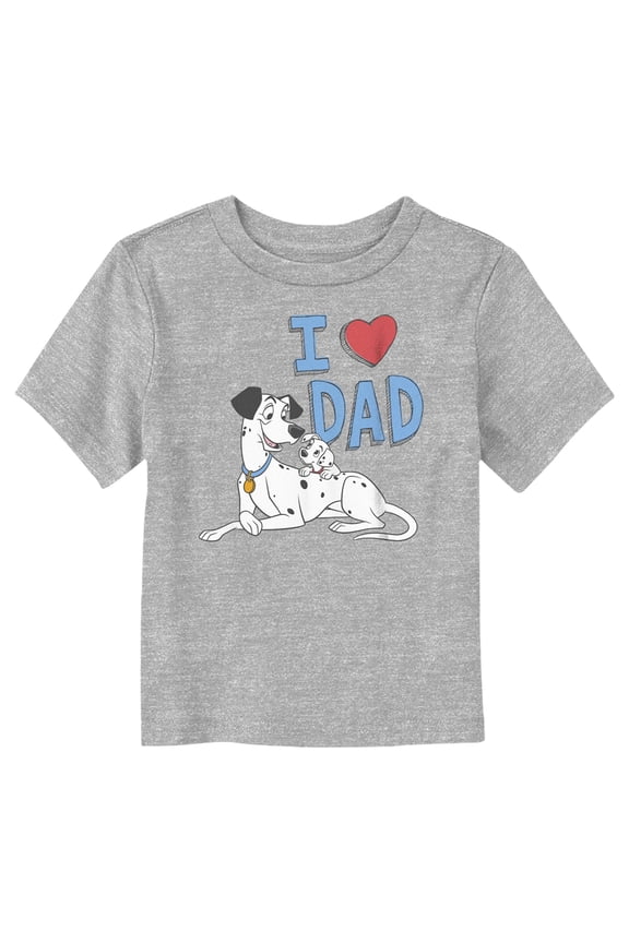 Toddler's One Hundred and One Dalmatians Pongo and Lucky I Love Dad Graphic Tee Athletic Heather 3T