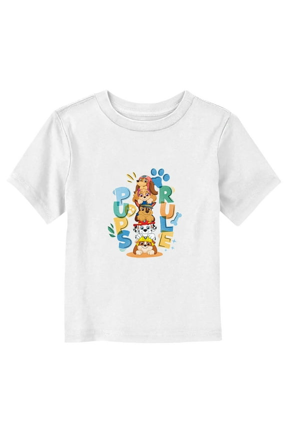 Toddler's PAW Patrol Pups Rule Blue Crew Graphic Tee White 4T