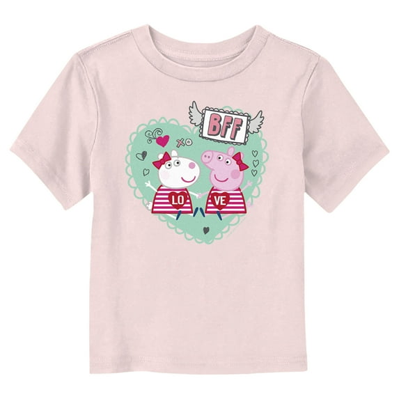 Toddler's Peppa Pig BFF Love Heart Graphic Tee Light Pink 5T