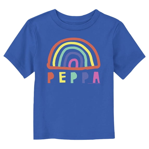 Toddler's Peppa Pig Craft Rainbow Graphic Tee Royal Blue 2T
