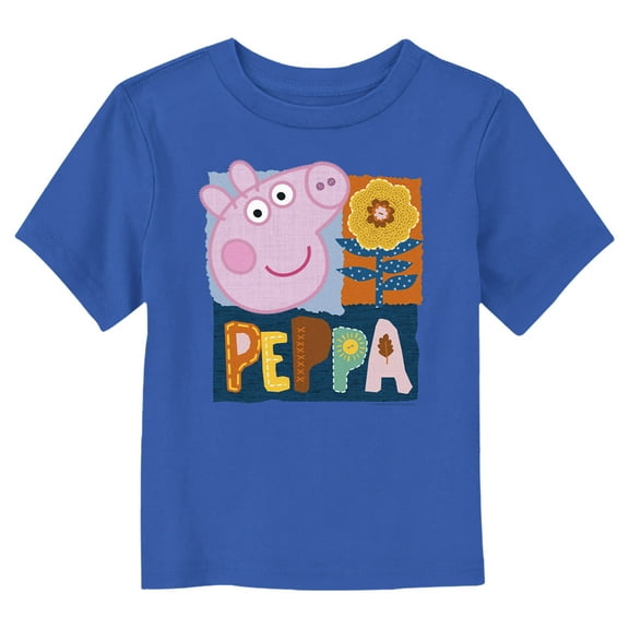 Toddler's Peppa Pig Embroidered Portrait Graphic Tee Royal Blue 3T