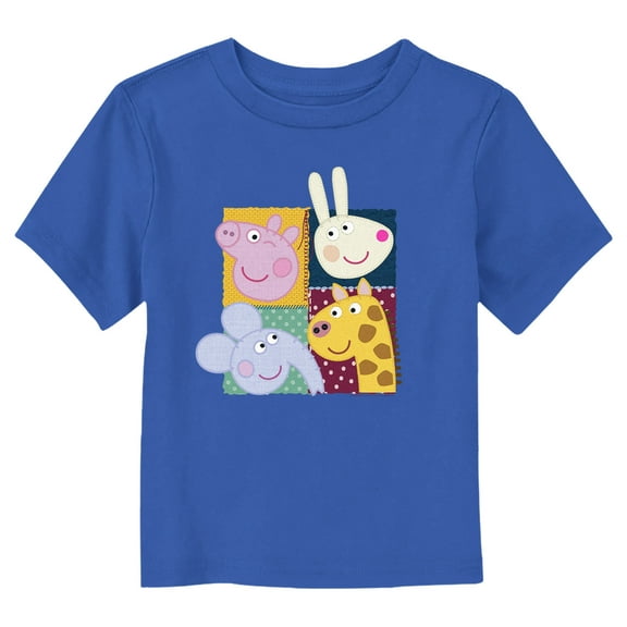 Toddler's Peppa Pig Friends Embroidery  Graphic Tee Royal Blue 3T