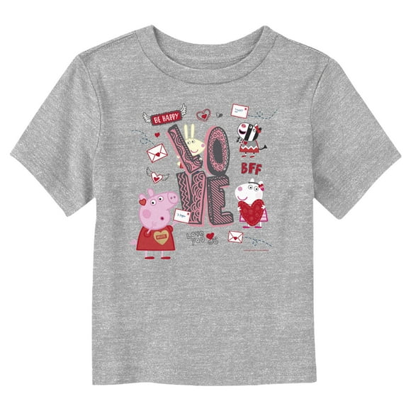 Toddler's Peppa Pig Friends Love Letters  Graphic Tee Athletic Heather 4T