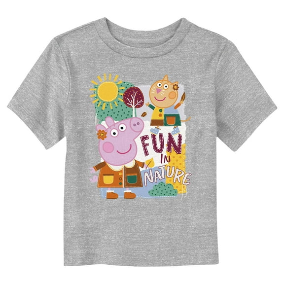 Toddler's Peppa Pig Fun In Nature Embroidery Graphic Tee Athletic Heather 2T