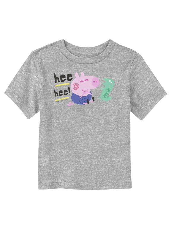 Toddler's Peppa Pig George and Mr. Dinosaur Hee Hee Graphic Tee Athletic Heather 4T