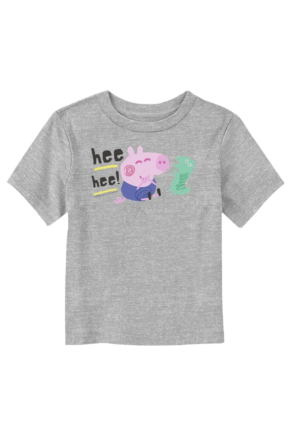 Toddler's Peppa Pig George and Mr. Dinosaur Hee Hee Graphic Tee Athletic Heather 5T