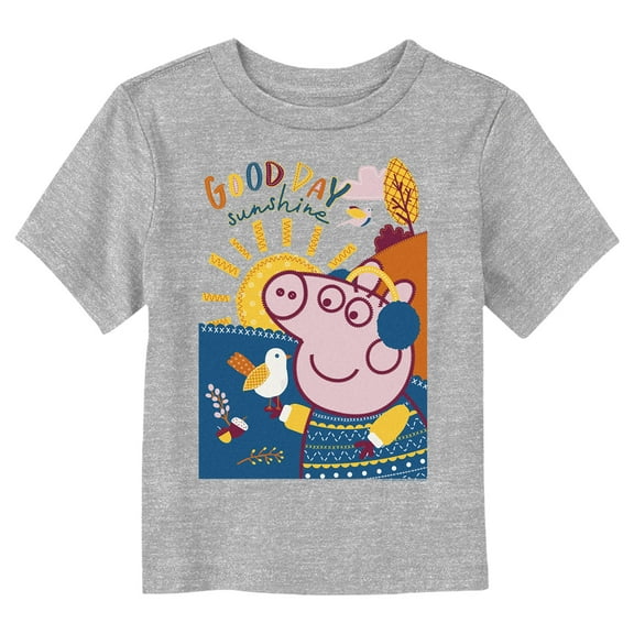 Toddler's Peppa Pig Good Day Embroidered  Graphic Tee Athletic Heather 4T