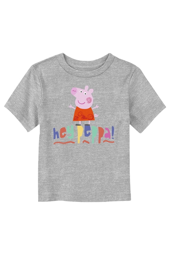 Toddler's Peppa Pig Hey Peppa Cartoon Portrait Graphic Tee Athletic Heather 3T