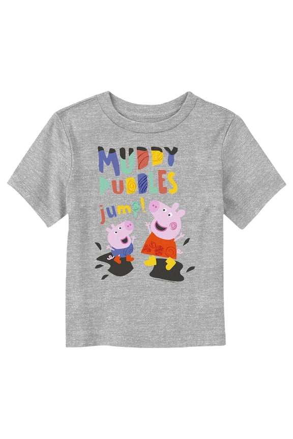 Toddler's Peppa Pig Muddy Puddles Jump  Graphic Tee Athletic Heather 5T