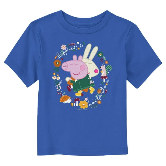 Toddler's Peppa Pig Rebecca Hug Embroidery  Graphic Tee Royal Blue 4T