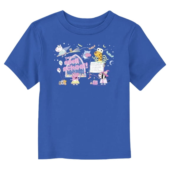 Toddler's Peppa Pig Spell School Graphic Tee Royal Blue 4T