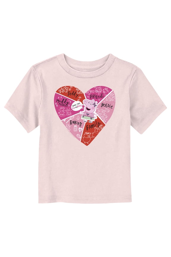 Toddler's Peppa Pig Things That Fill My Heart Doodles  Graphic Tee Light Pink 2T