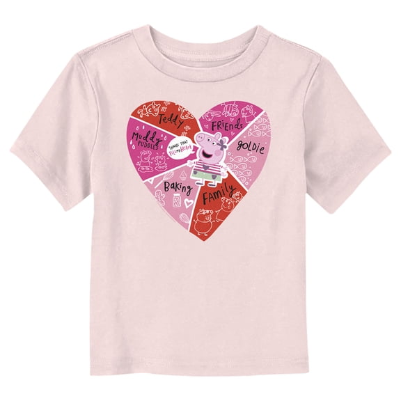 Toddler's Peppa Pig Things That Fill My Heart Doodles  Graphic Tee Light Pink 5T