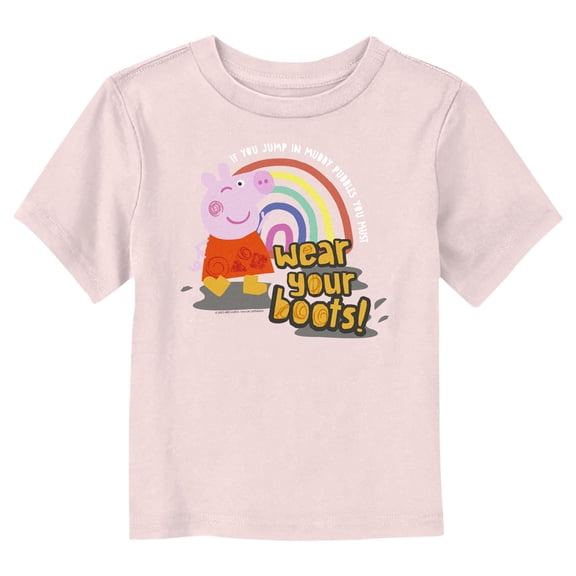 Toddler's Peppa Pig Wear Your Boots Graphic Tee Light Pink 2T