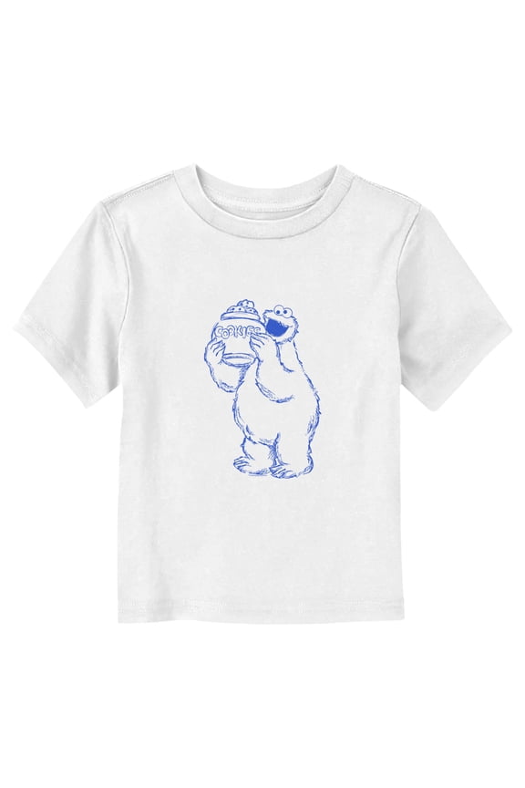 Toddler's Sesame Street Cookie Monster Blue Sketch Graphic T-Shirt