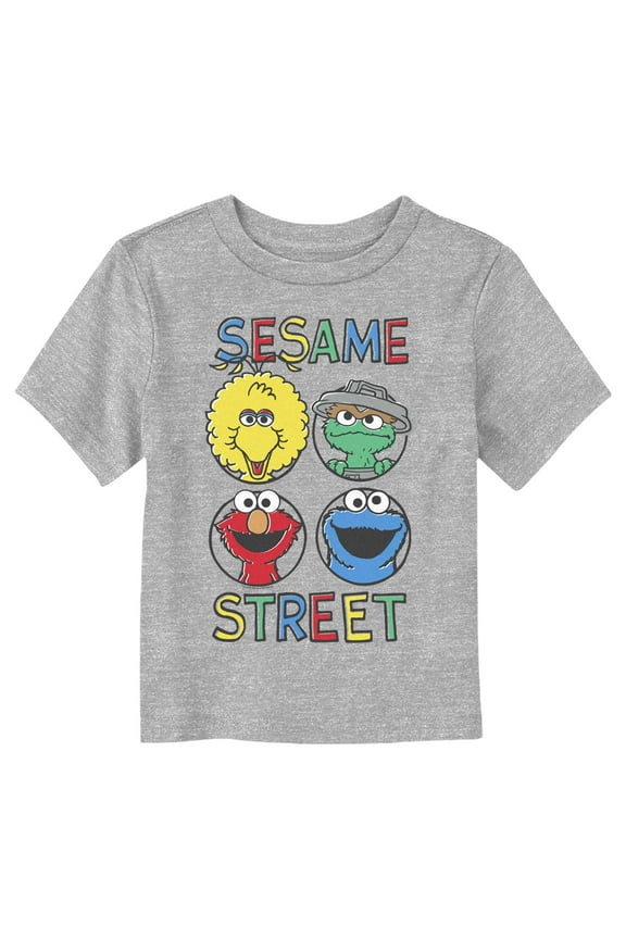 Toddler's Sesame Street Four Circle Primary Colors Grid Graphic T-Shirt