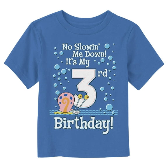 Toddler's SpongeBob SquarePants Gary No Slowin' Me Down It's my 3rd Birthday Graphic Tee Royal Blue 4T