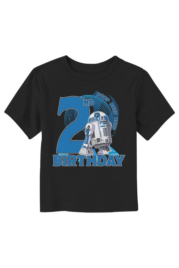Toddler's Star Wars 2nd Birthday With R2-D2 Graphic Tee Black 4T