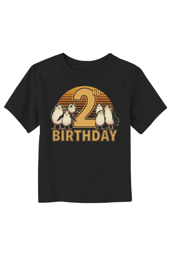Toddler's Star Wars 2nd Birthday and Porgs Graphic Tee Black 2T