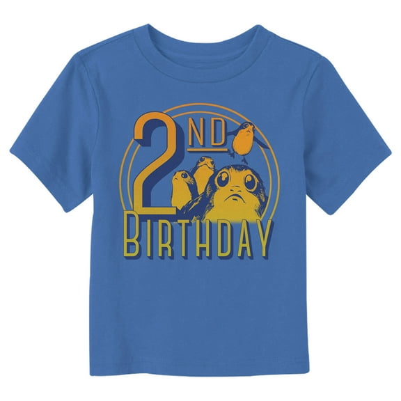 Toddler's Star Wars 2nd Porg Birthday  Graphic Tee Royal Blue 2T