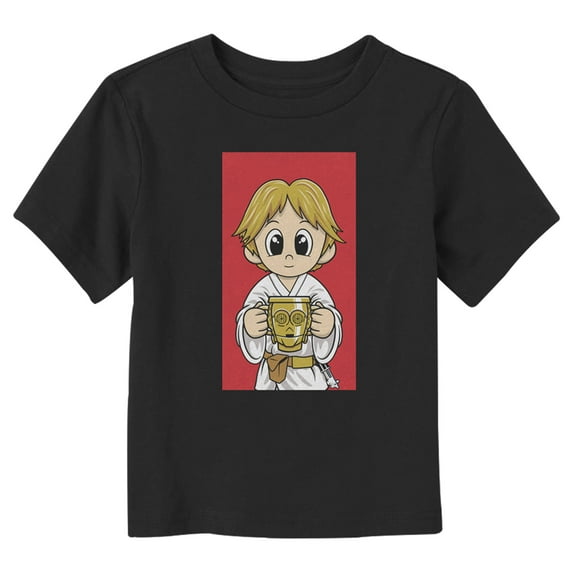 Toddler's Star Wars Luke Skywalker C-3PO Cup Graphic Tee Black 4T