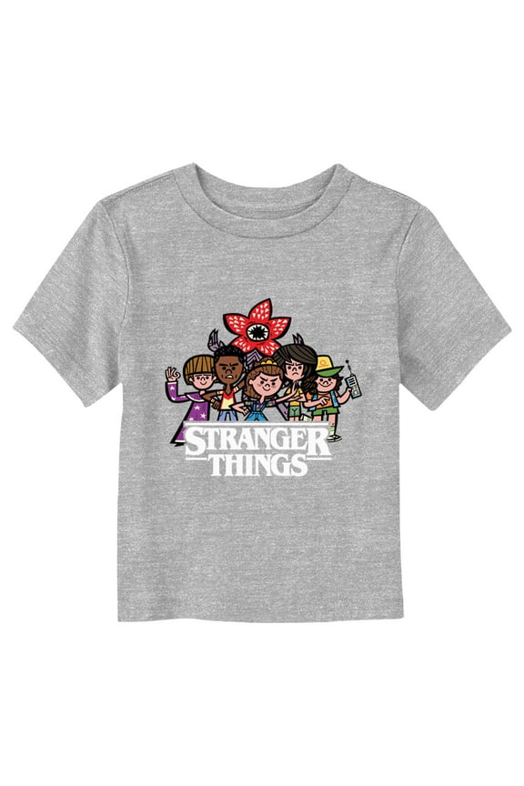 Netflix Toddler's Stranger Things Animated Characters Logo Graphic T-Shirt