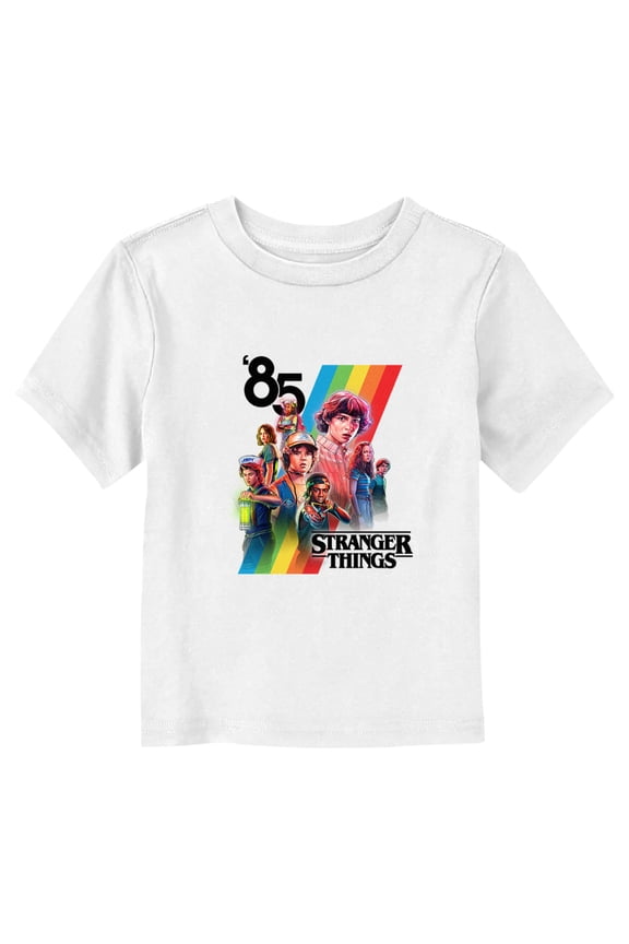 Netflix Toddler's Stranger Things Retro Character Stripes Graphic T-Shirt