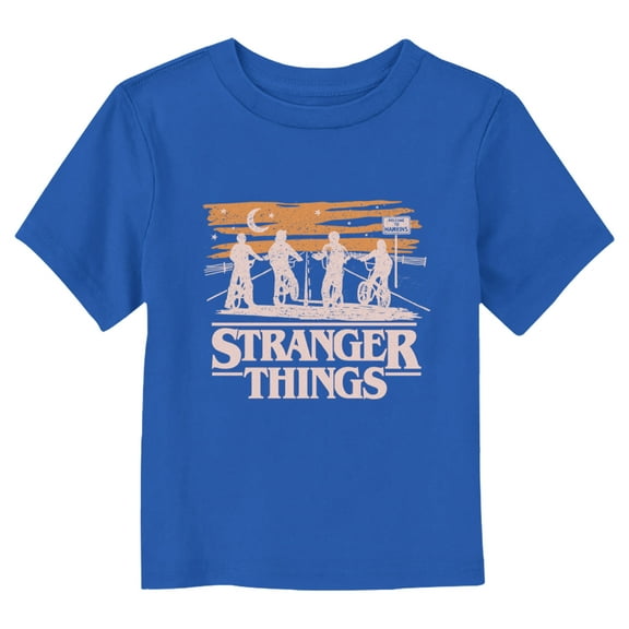 Netflix Toddler's Stranger Things Starry Bike Ride Sketch Logo Graphic T-Shirt