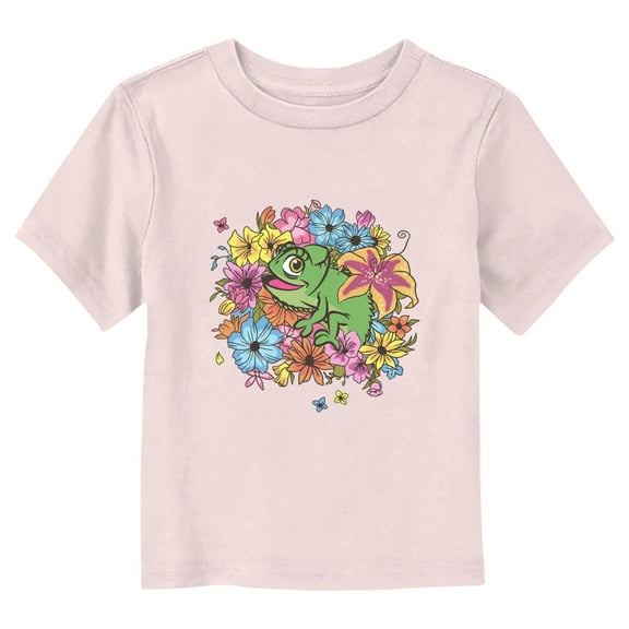 Toddler's Tangled Floral Pascal  Graphic Tee Light Pink 4T