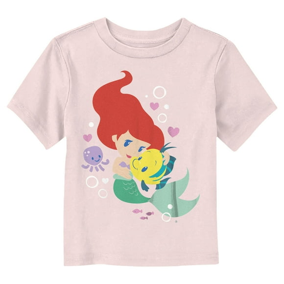 Toddler's The Little Mermaid Ariel Flounder Hug Graphic Tee Light Pink 4T