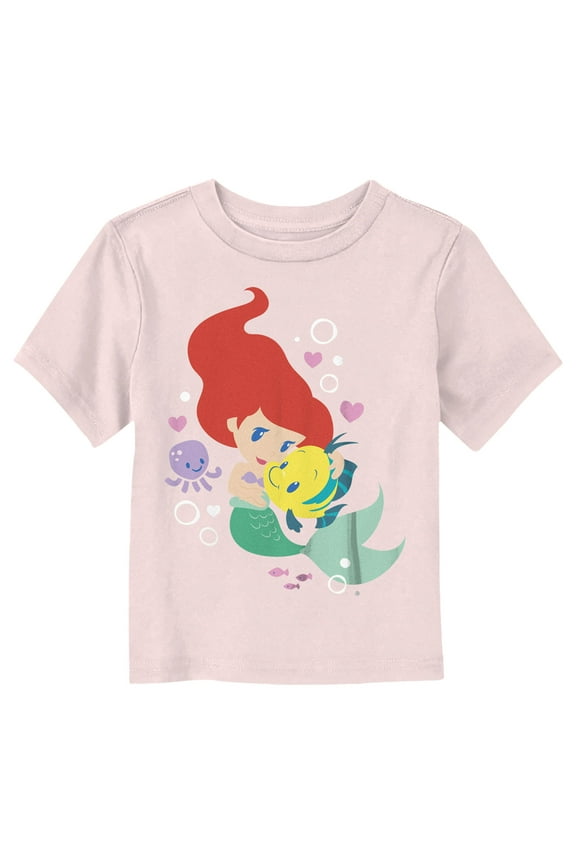 Toddler's The Little Mermaid Ariel Flounder Hug Graphic Tee Light Pink 5T