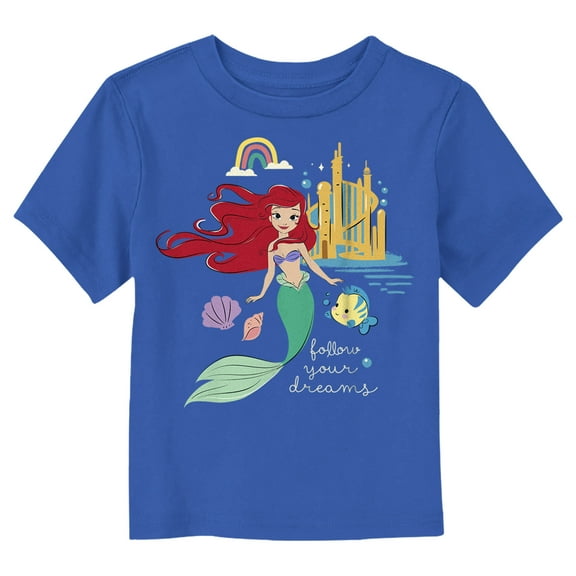 Toddler's The Little Mermaid Ariel Follow Your Dreams Graphic Tee Royal Blue 2T