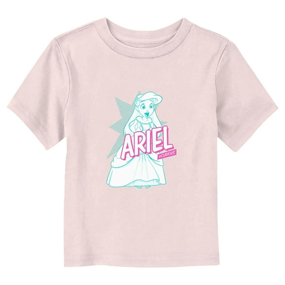 Toddler's The Little Mermaid Ariel Hashtag Curious  Graphic Tee Light Pink 5T