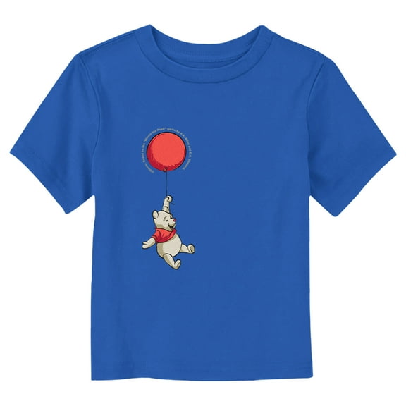 Toddler's Winnie the Pooh Bear and Red Balloon  Graphic Tee Royal Blue 4T