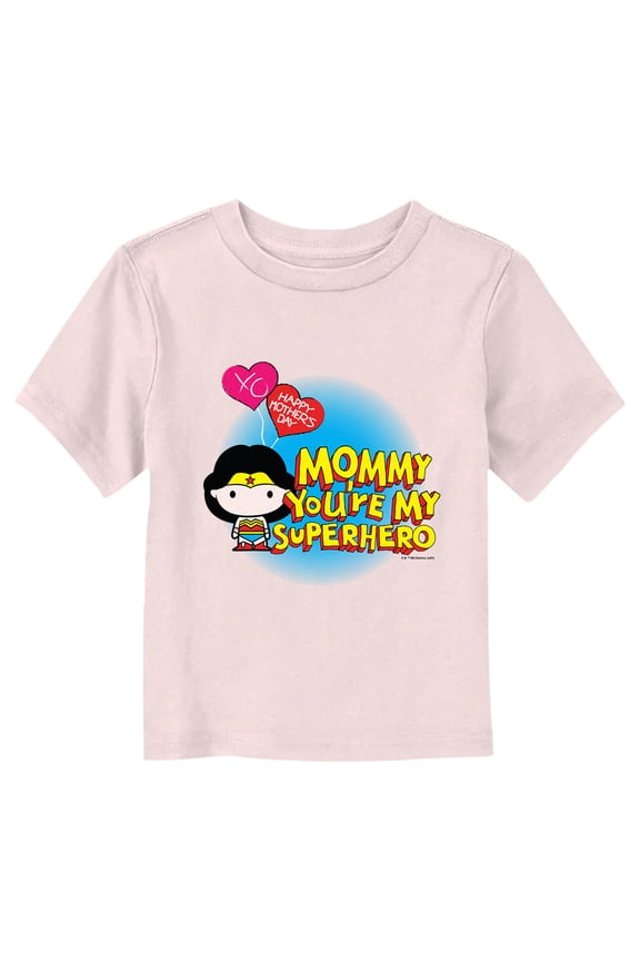 Toddler's Wonder Woman Mommy You're My Superhero Graphic Tee Light Pink 4T