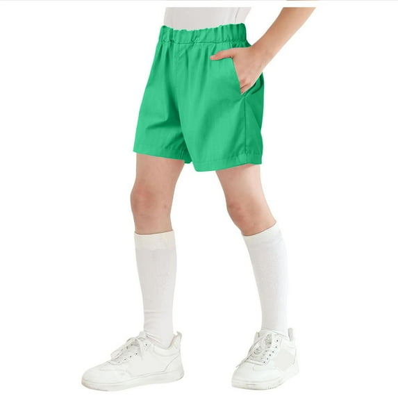 Boys' School Uniform Short, Soft Fabric with Elastic Waist, Flattened Seams & Pockets Gym Cool Summer Shorts 18M-15Y Girls Basketball Shorts