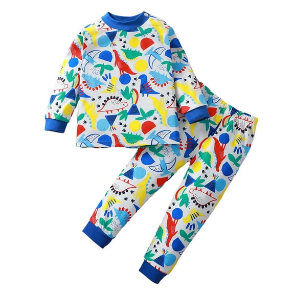 Caqnni ToddlerBoys Little Girls Outfits Spring Fall Children Top Round Neck Sweatpants Casual Sets Clothing Sets for Boy 12 18 24 M 1t 2t 3t 4t Pajamas & Dailywear Set(Blue,6-12 Months)