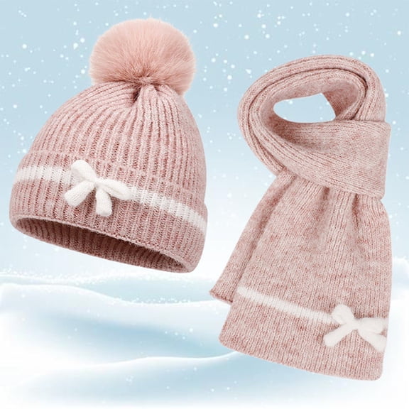 ToddlerBoys Winter Hat Scarf Set, Children Beanies Hats Warm Lined Beanie for Ages 2-6 Years Boys and Girls