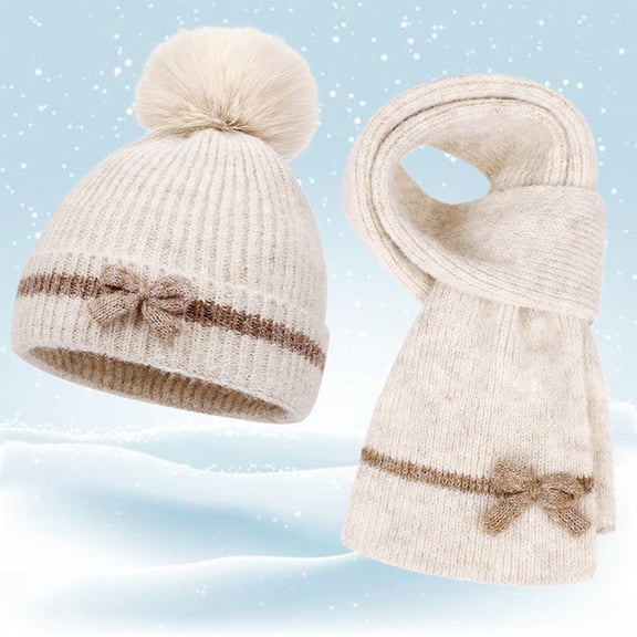 ToddlerBoys Winter Hat and Scarf Set, Knitted Lined Beanie Hat Scarf Set for Ages 2-6 Years Girls Boys